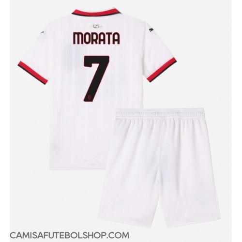 Camisa de time de futebol AC Milan Alvaro Morata #7 Replicas 2º Equipamento Infantil 2024-25 Manga Curta (+ Calças curtas)